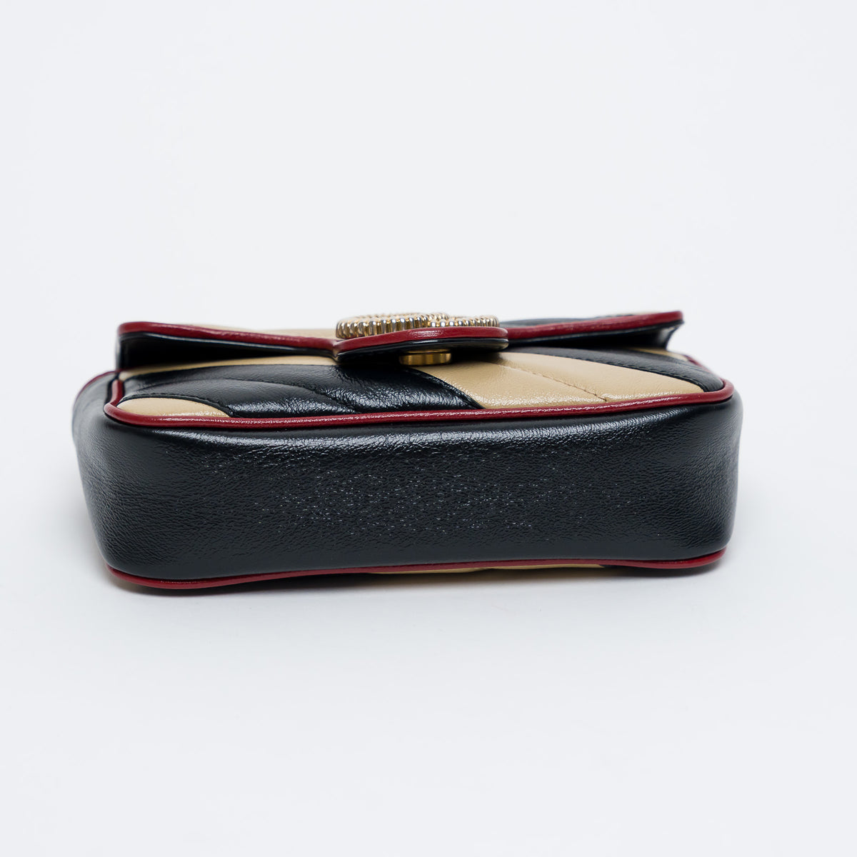 Gucci Red/Black/Khaki Calfskin Leather Super Mini GG Marmont Flap Bag