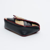 Gucci Red/Black/Khaki Calfskin Leather Super Mini GG Marmont Flap Bag