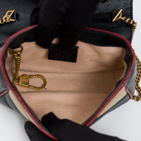 Gucci Red/Black/Khaki Calfskin Leather Super Mini GG Marmont Flap Bag