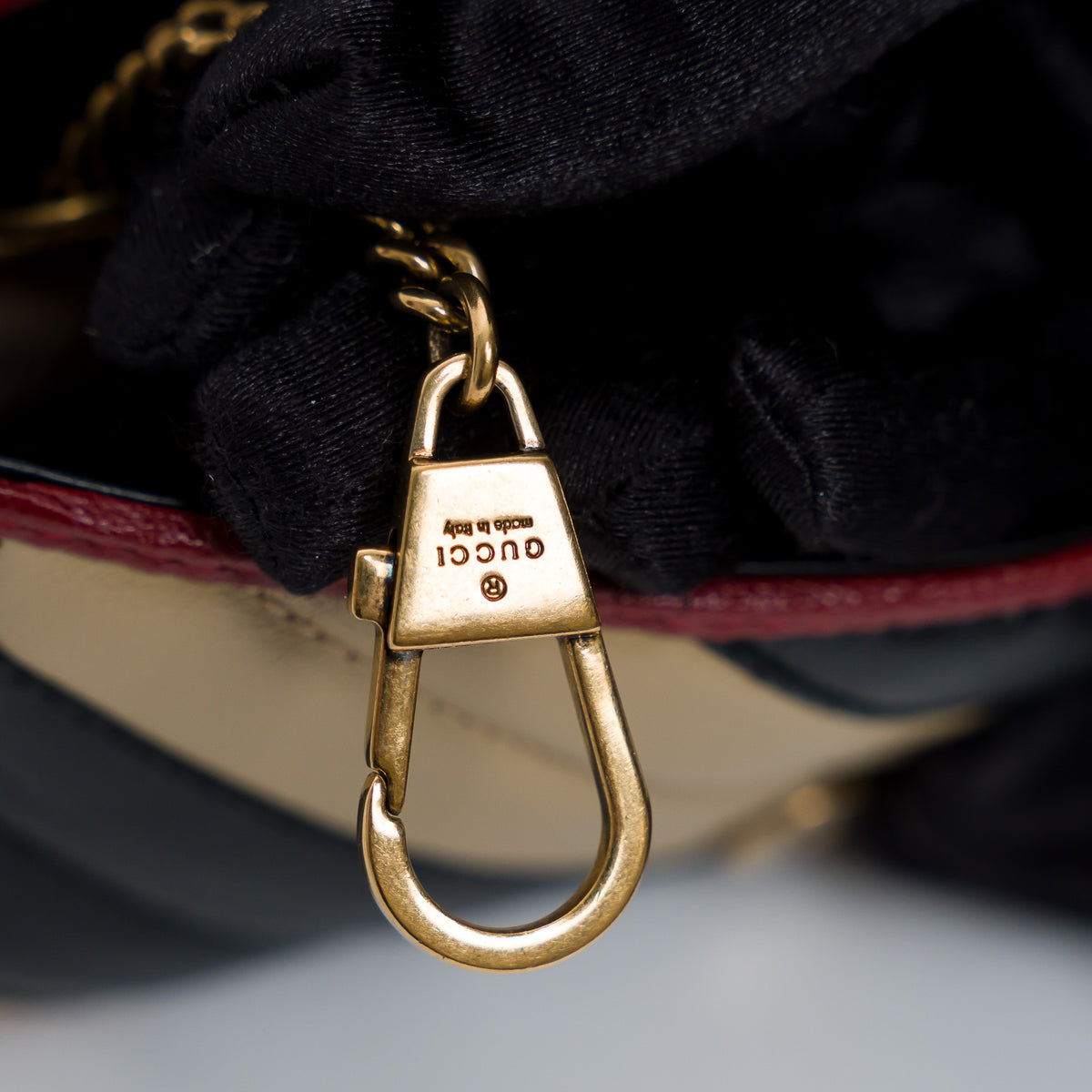 Gucci Red/Black/Khaki Calfskin Leather Super Mini GG Marmont Flap Bag