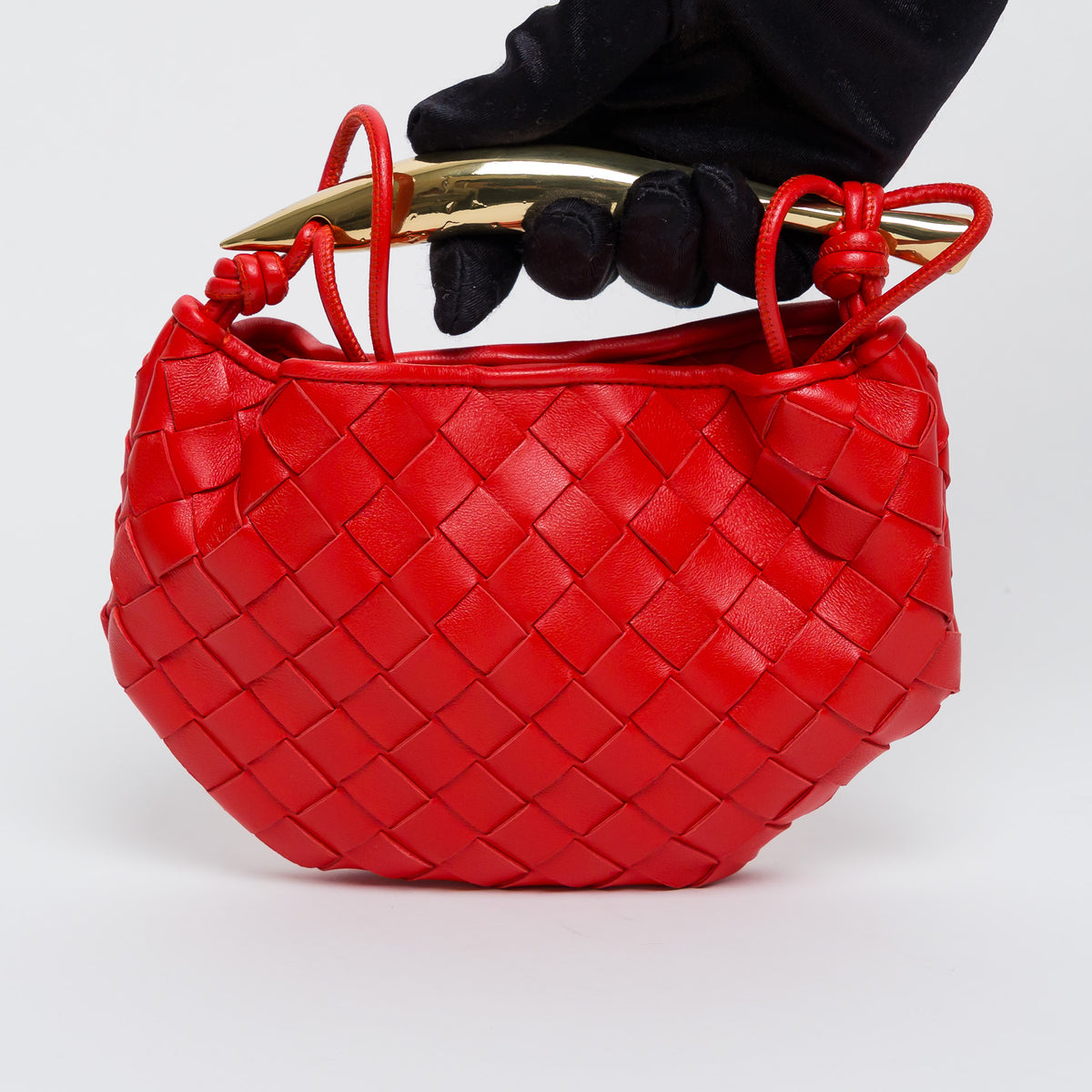 Bottega Veneta Red Intrecciato Leather Mini Sardine Handbag