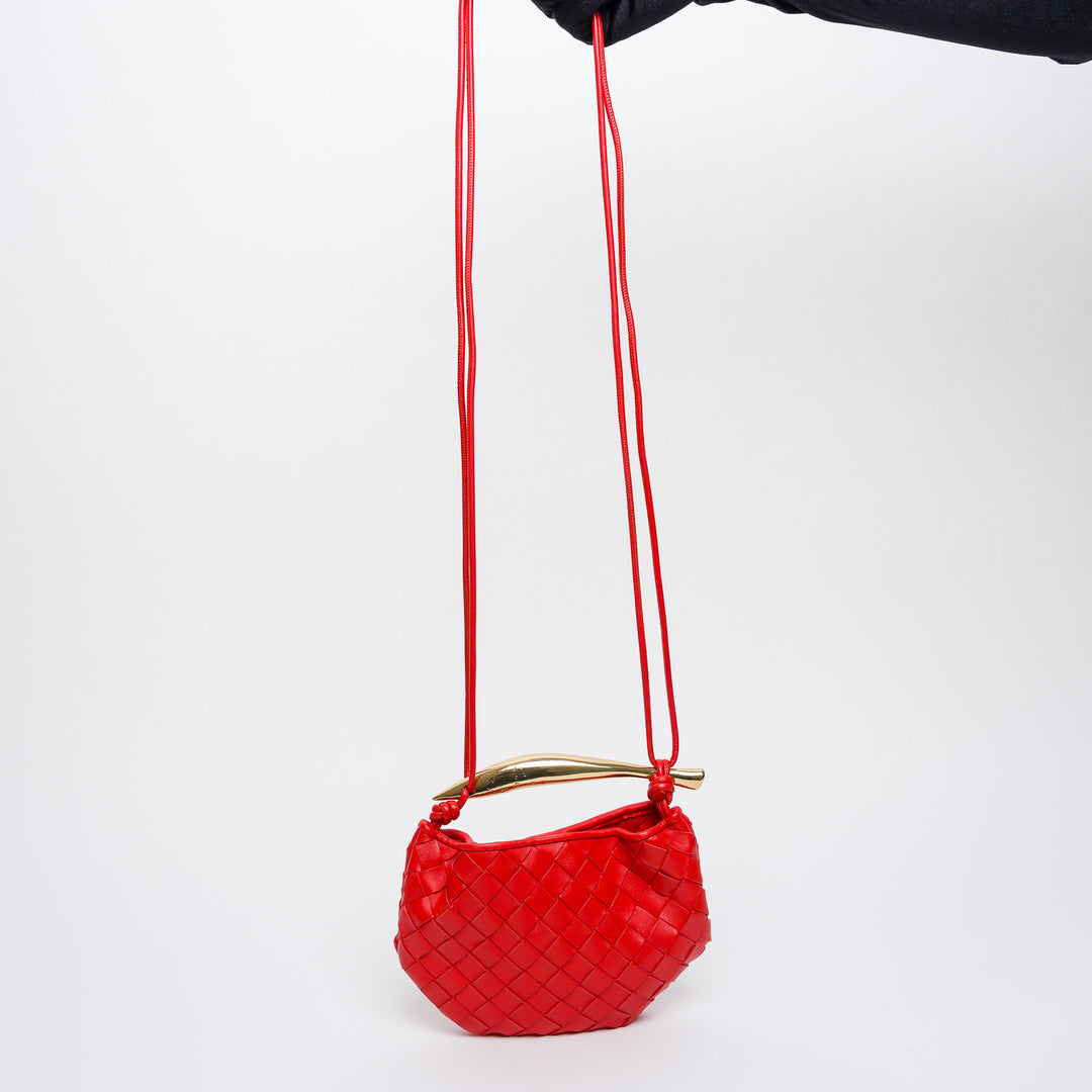 Bottega Veneta Red Intrecciato Leather Mini Sardine Handbag