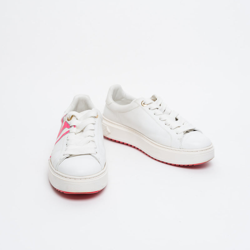 Louis Vuitton White Calf Leather Time Out Sneakers Size 38.5