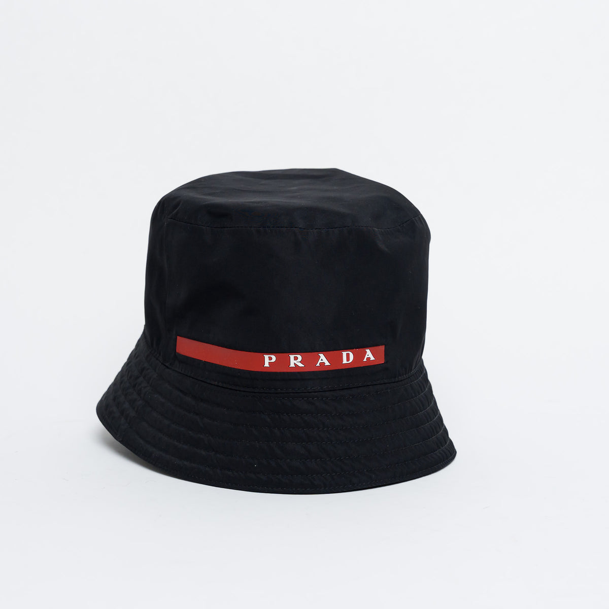 Prada Black Logo Bucket Hat Size M