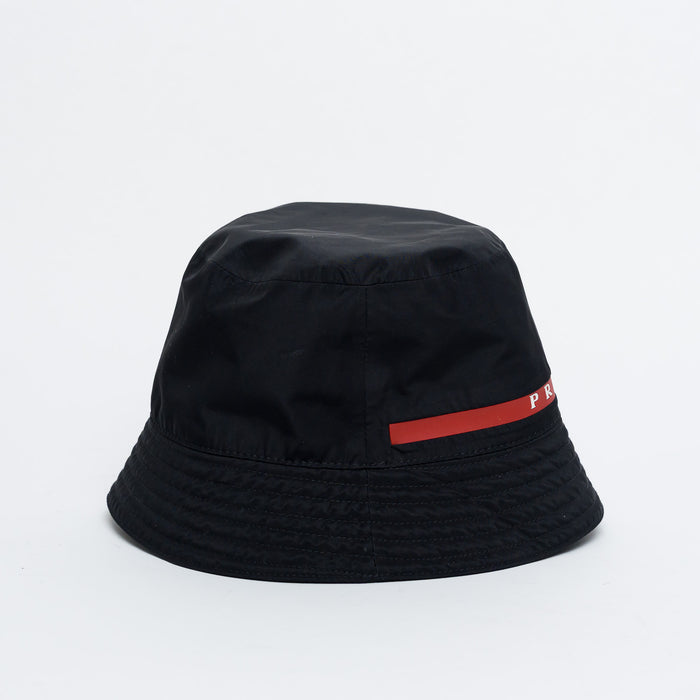 Prada Black Logo Bucket Hat Size M