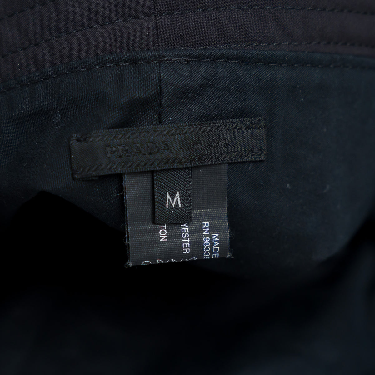 Prada Black Logo Bucket Hat Size M