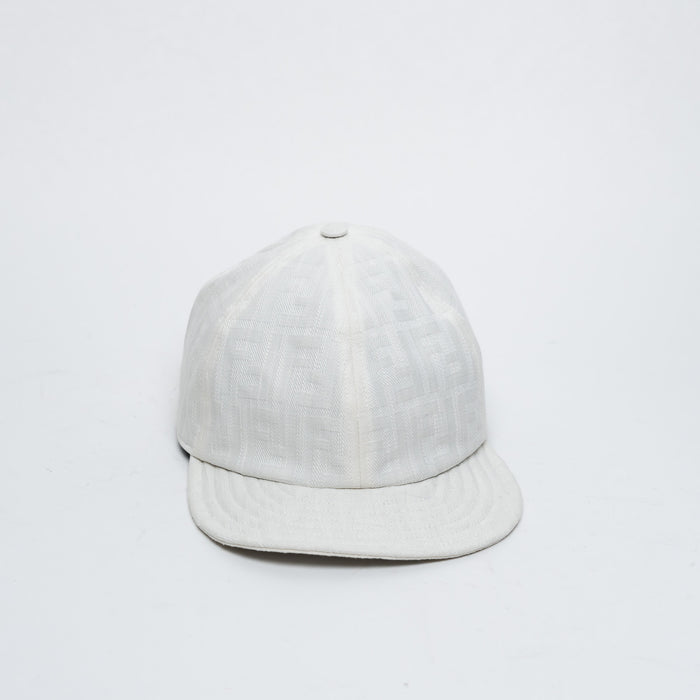 Fendi White Cotton Zucca Baseball Cap Size 58