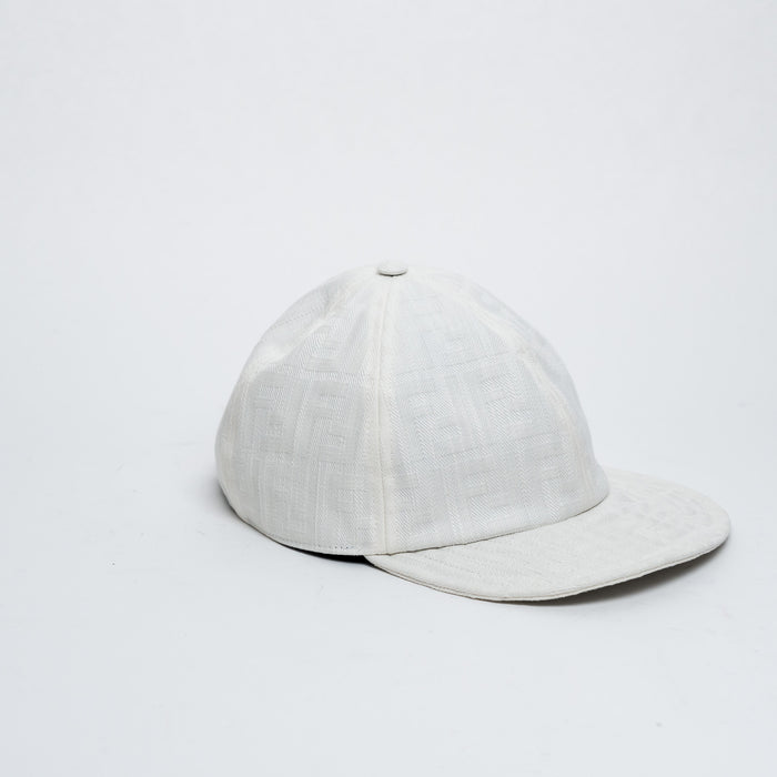 Fendi White Cotton Zucca Baseball Cap Size 58