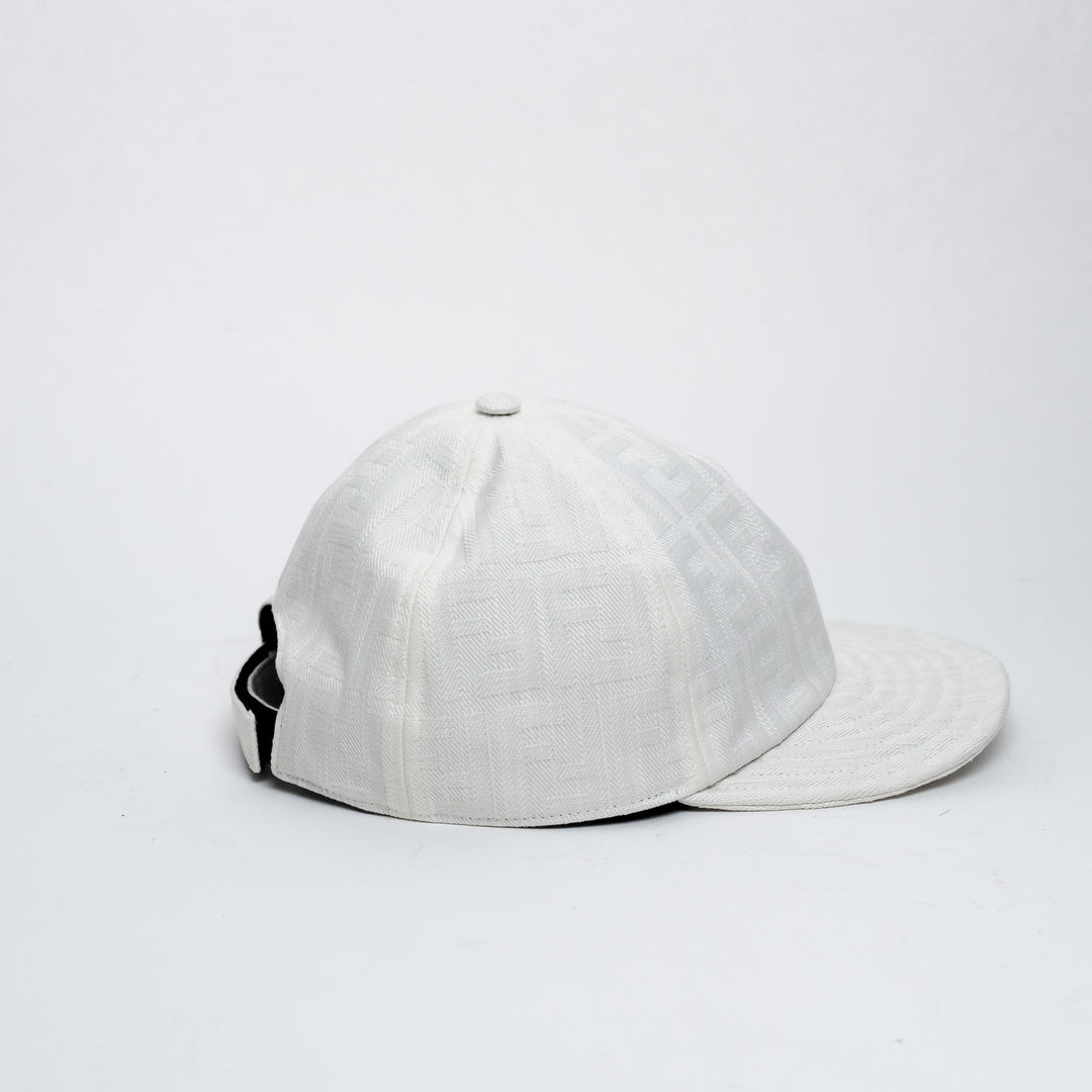 Fendi White Cotton Zucca Baseball Cap Size 58