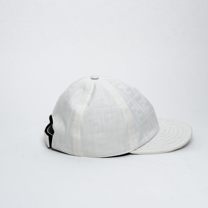 Fendi White Cotton Zucca Baseball Cap Size 58