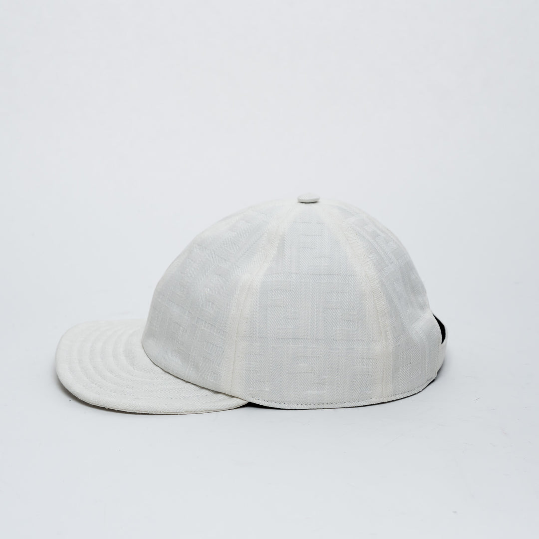 Fendi White Cotton Zucca Baseball Cap Size 58