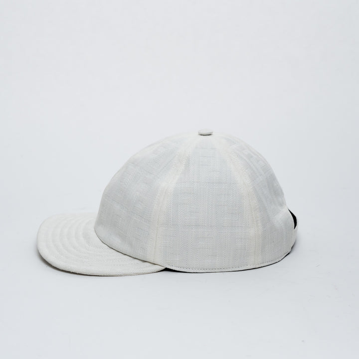 Fendi White Cotton Zucca Baseball Cap Size 58