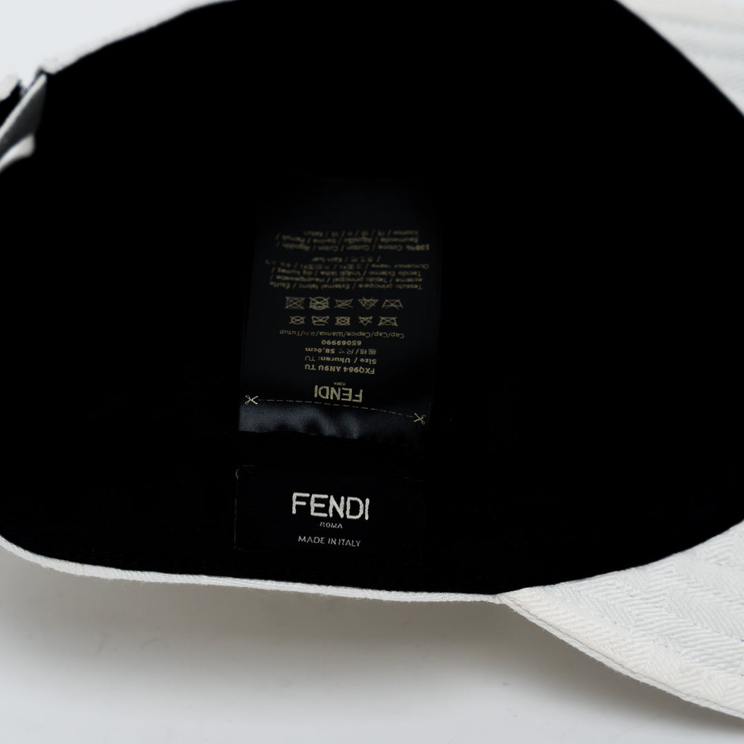 Fendi White Cotton Zucca Baseball Cap Size 58