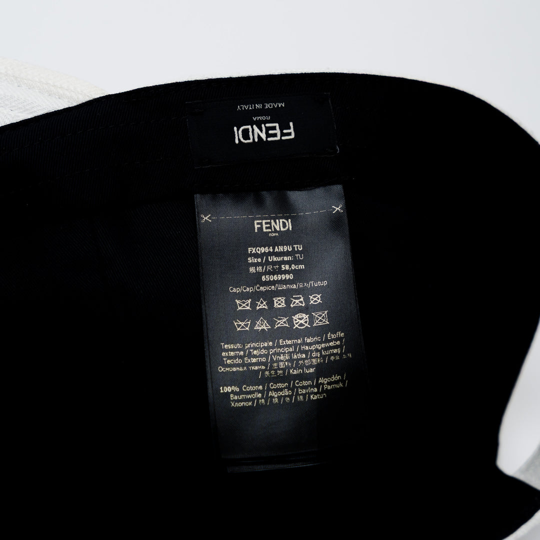 Fendi White Cotton Zucca Baseball Cap Size 58