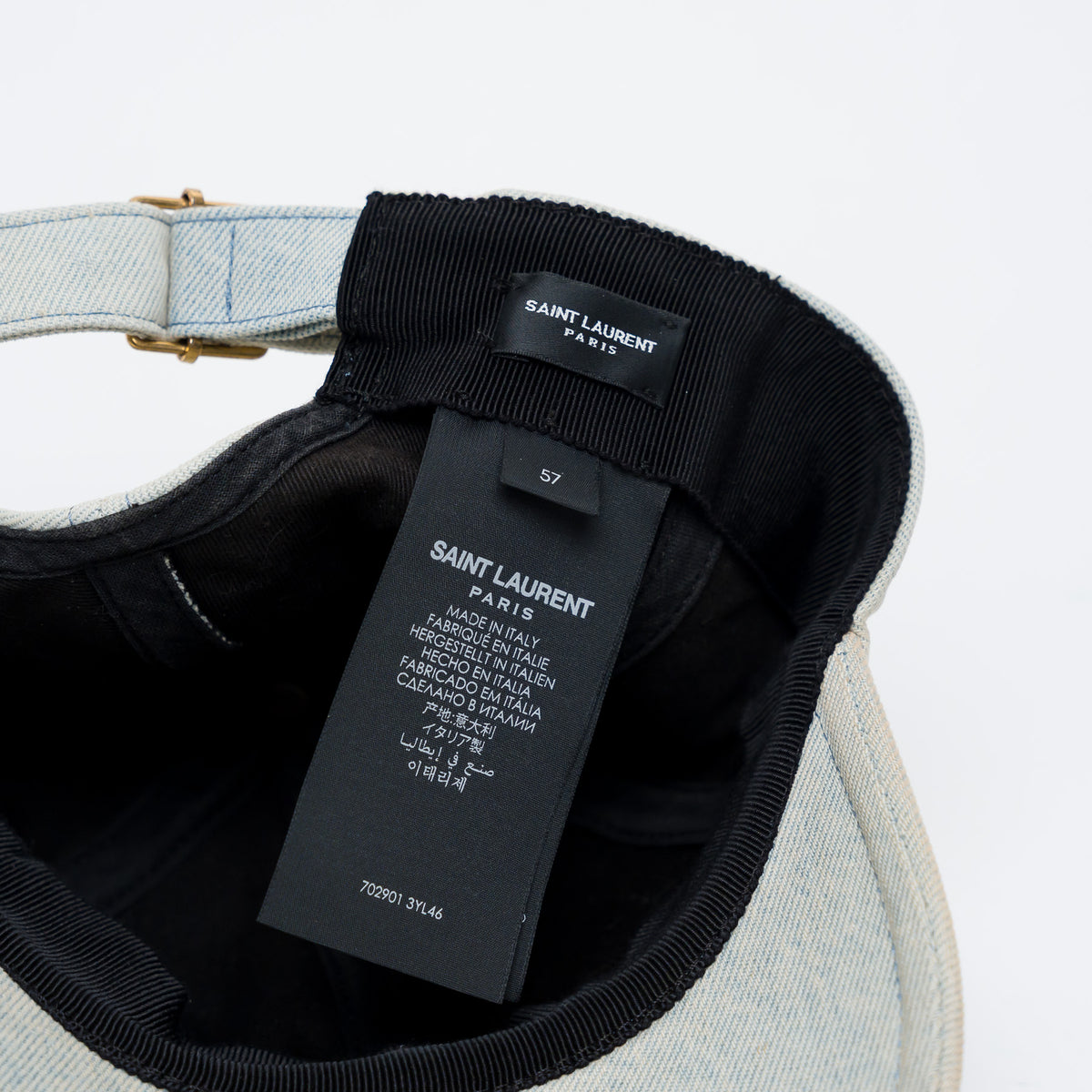 Saint Laurent Light Blue Denim Baseball Cap Size 57