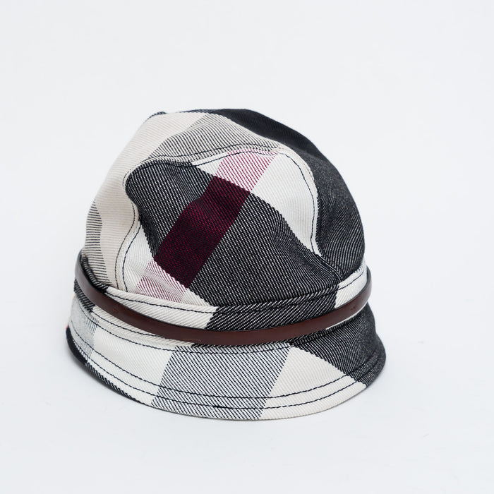 Burberry Beige and Black Canvas Check Hat Size M