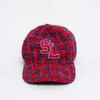 Saint Laurent Red Tweed Baseball Cap Size 57