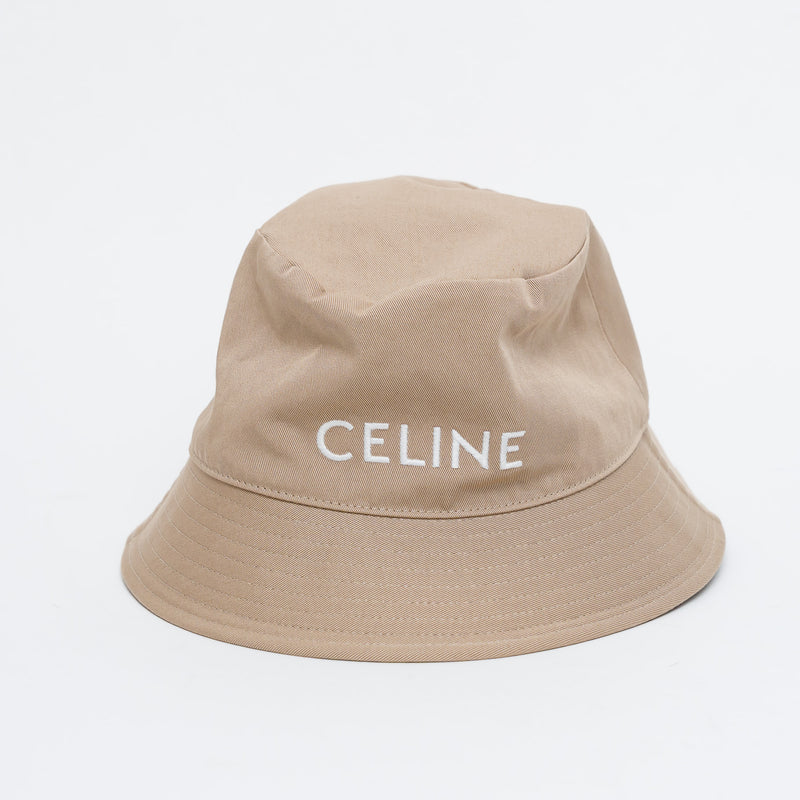 Celine Beige Cotton Bucket Hat Size S