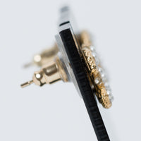 Pre-Loved Chanel™ Gold Tone Faux Pearl Logo Stud Earrings