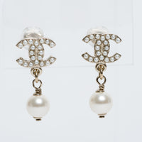 Pre-Loved Chanel™ Gold Tone Faux Pearl Inset & Pearl Drop Clip On Earrings