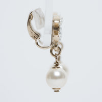 Pre-Loved Chanel™ Gold Tone Faux Pearl Inset & Pearl Drop Clip On Earrings