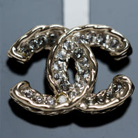 Pre-Loved Chanel™ Gold Tone Crystal Embellished Logo Stud Earrings