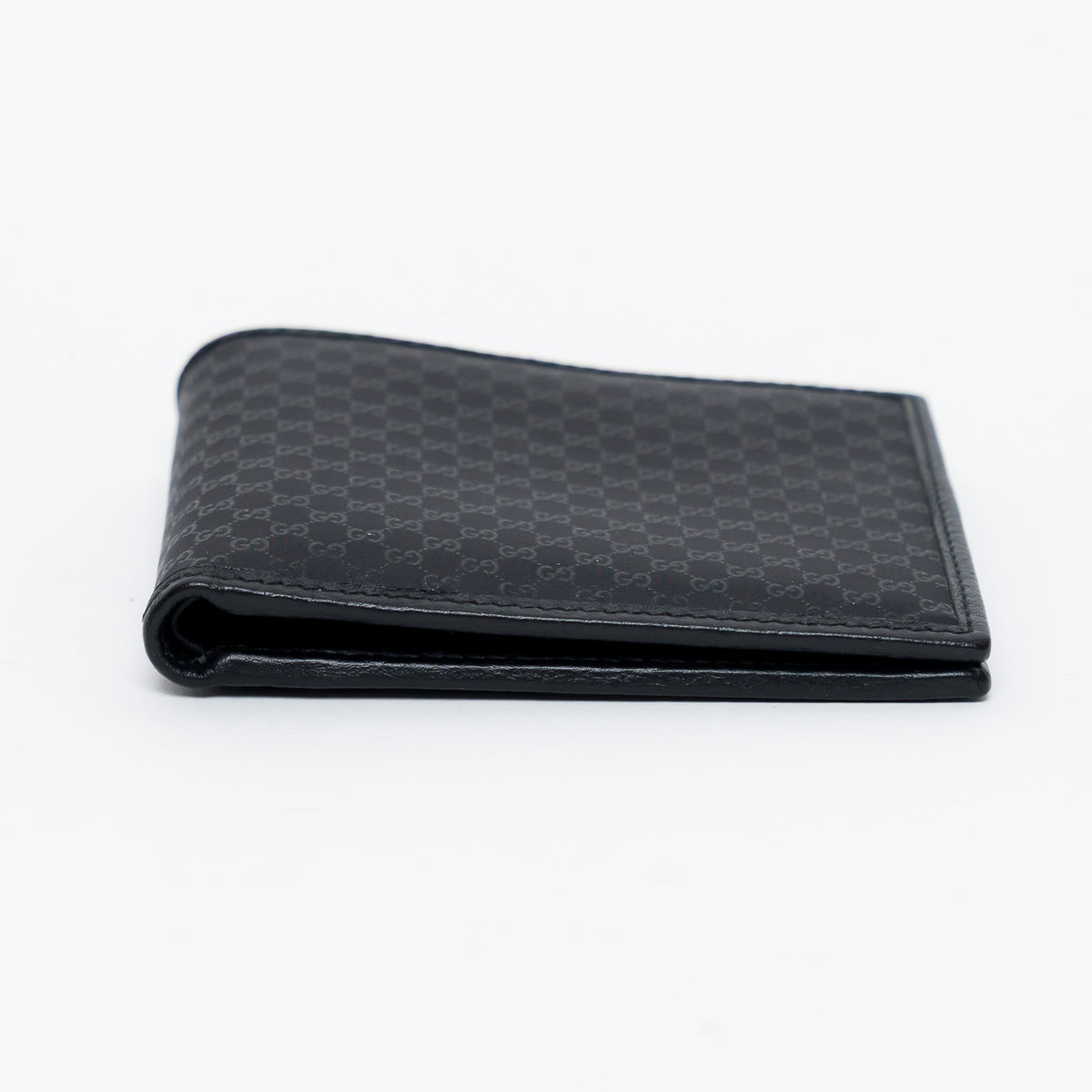 Gucci Black Micro GG Canvas and Leather Bifold Wallet