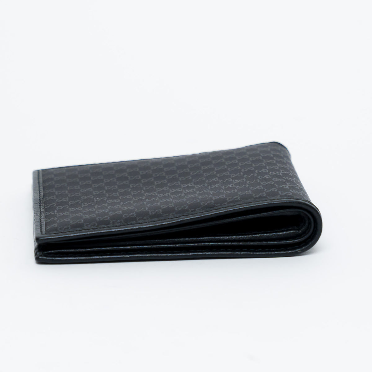 Gucci Black Micro GG Canvas and Leather Bifold Wallet