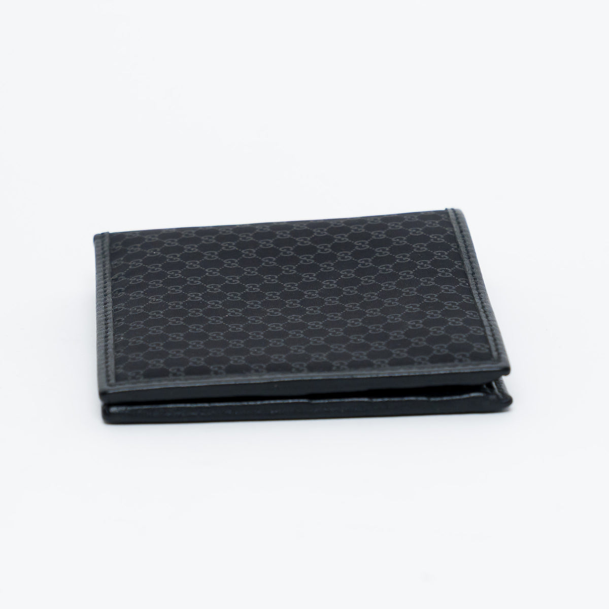 Gucci Black Micro GG Canvas and Leather Bifold Wallet