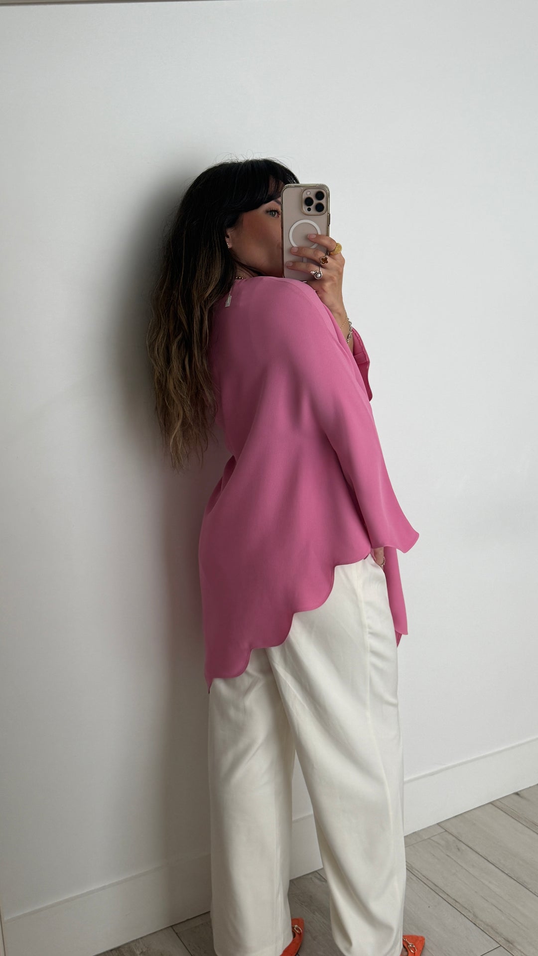 Valentino Pink Scalloped Poncho Size 42