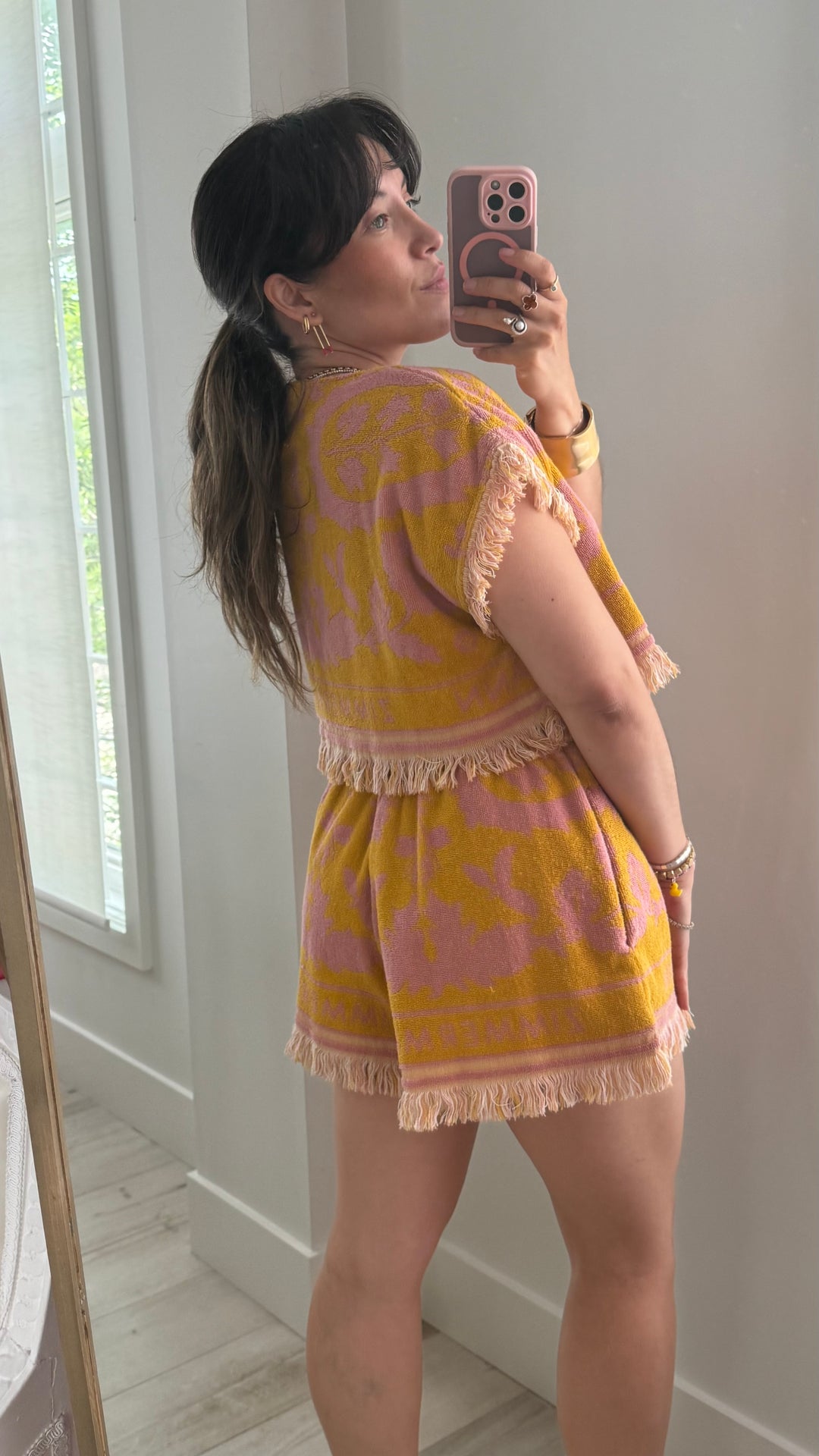 Zimmerman Pink & Mustard Yellow Terry Cloth Two Piece Size S