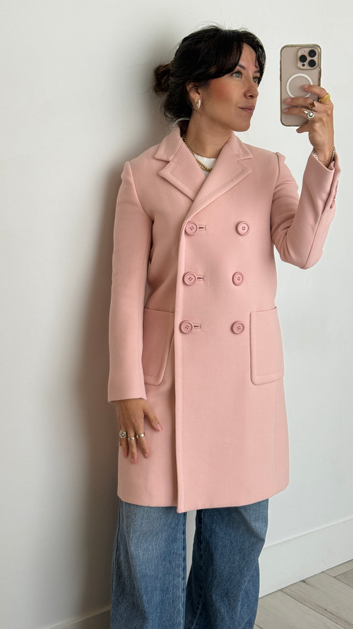 Prada Pink Virgin Wool Long Coat Size 36