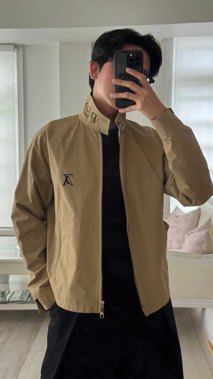 Louis Vuitton Men's Beige Cotton Peace & Love Harrington Jacket Size 48