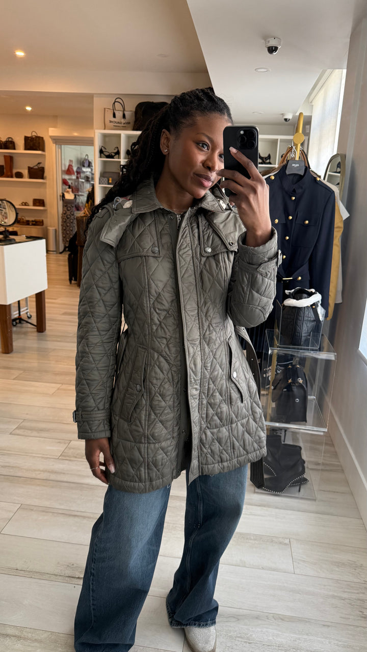 Burberry Khaki Nylon Trench Coat Size M