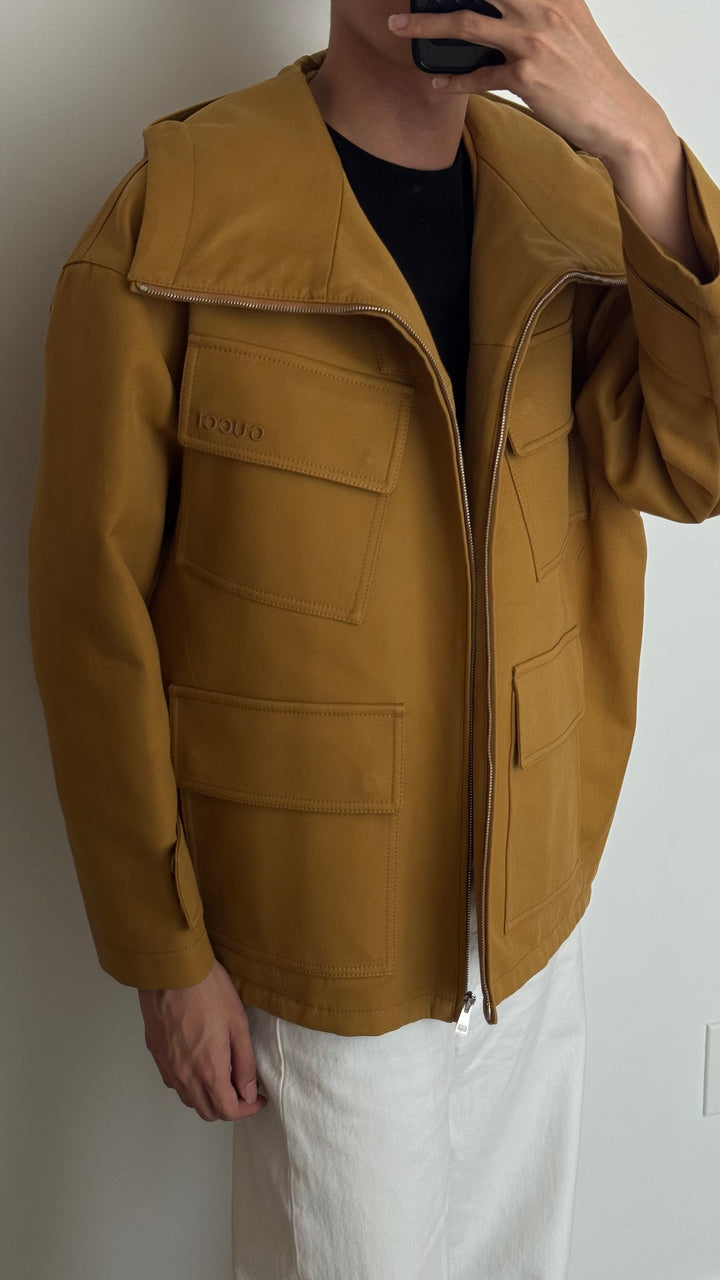 Gucci Yellow Cotton Utility Style Jacket with Quilted Interior Size 38