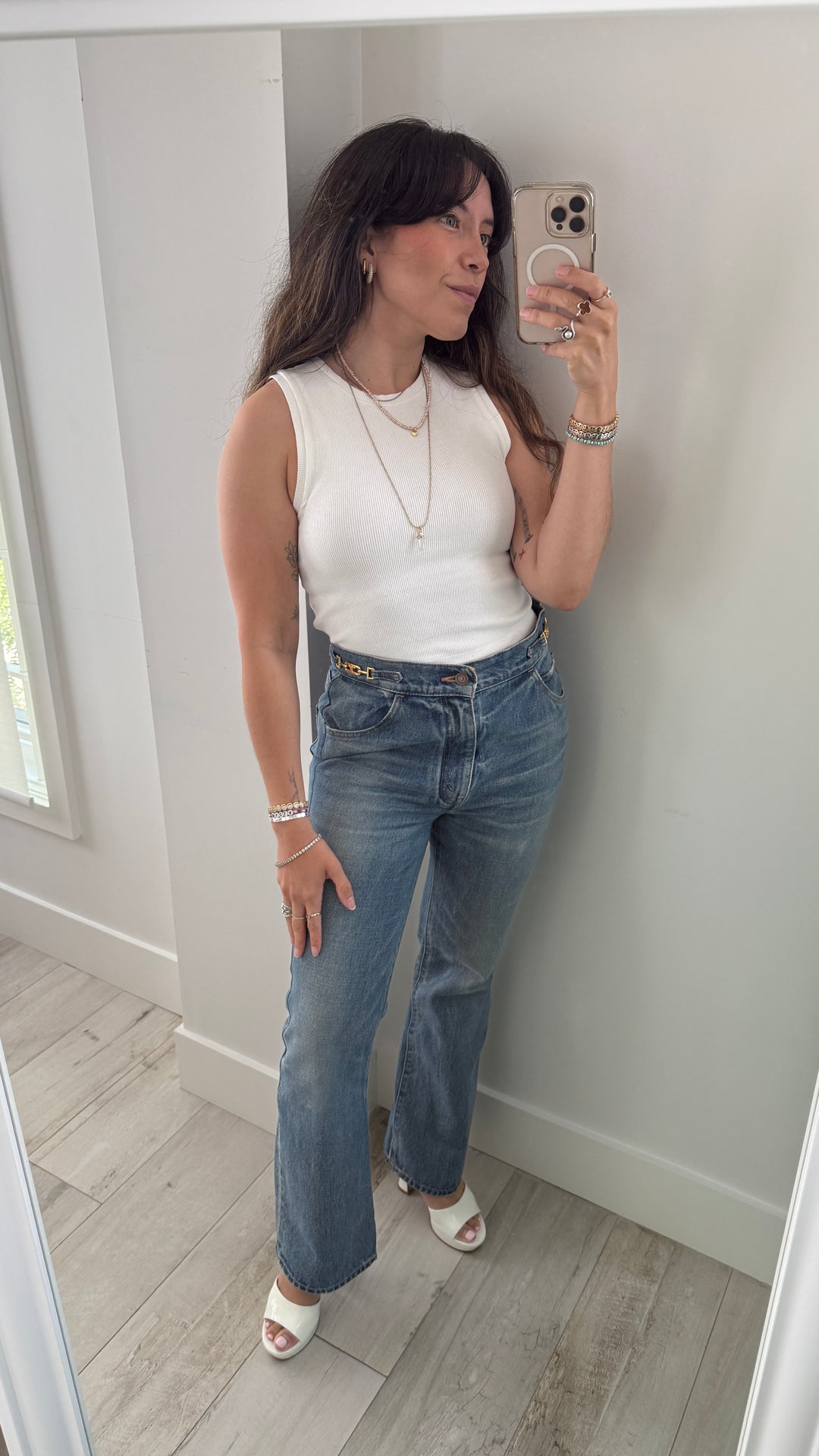 Celine Blue Denim Mid-Rise Dylan Flared Jeans Size 30