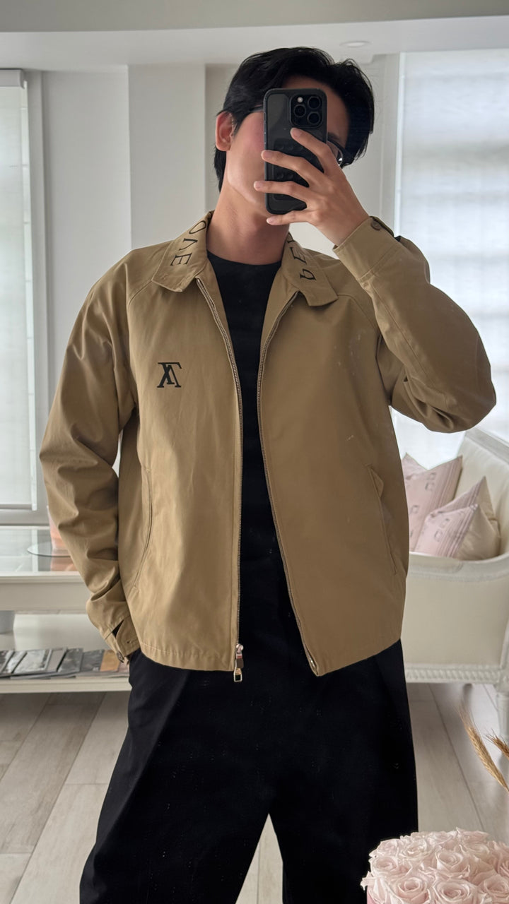 Louis Vuitton Men's Beige Cotton Peace & Love Harrington Jacket Size 48