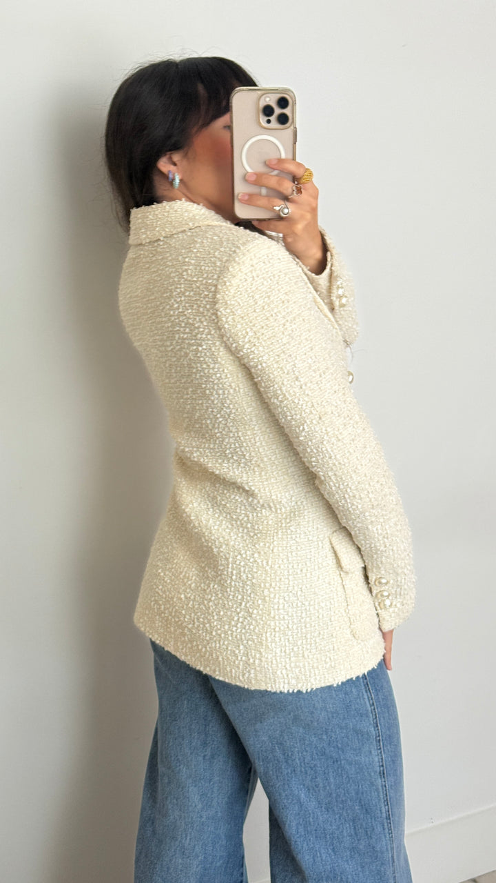Pre-Loved Chanel™ - Ivory Tweed Blazer Size 34