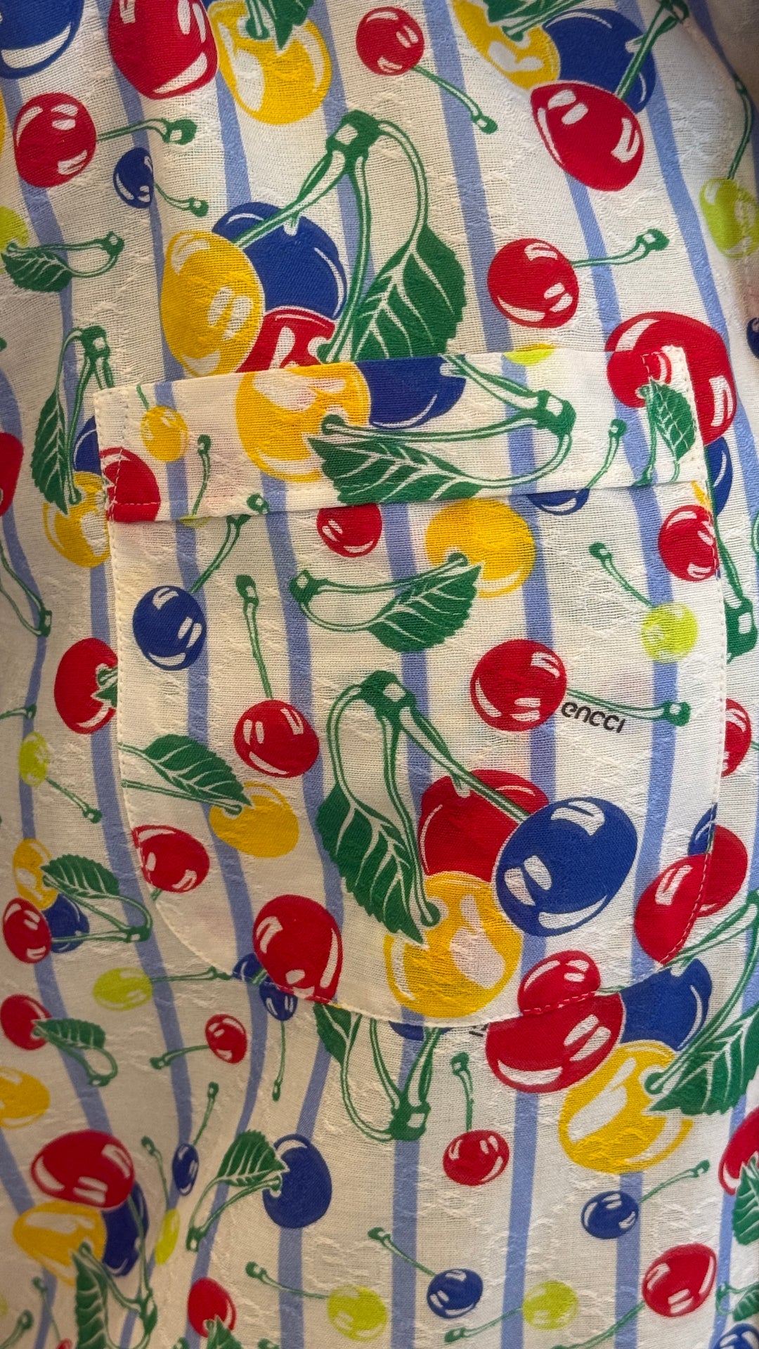 Gucci Cotton Multicolour Stripe and Cherries Print Shirt Size 38