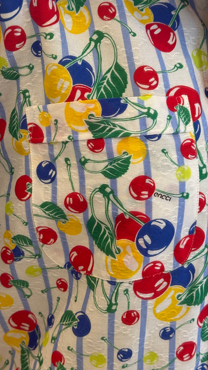 Gucci Cotton Multicolour Stripe and Cherries Print Shirt Size 38