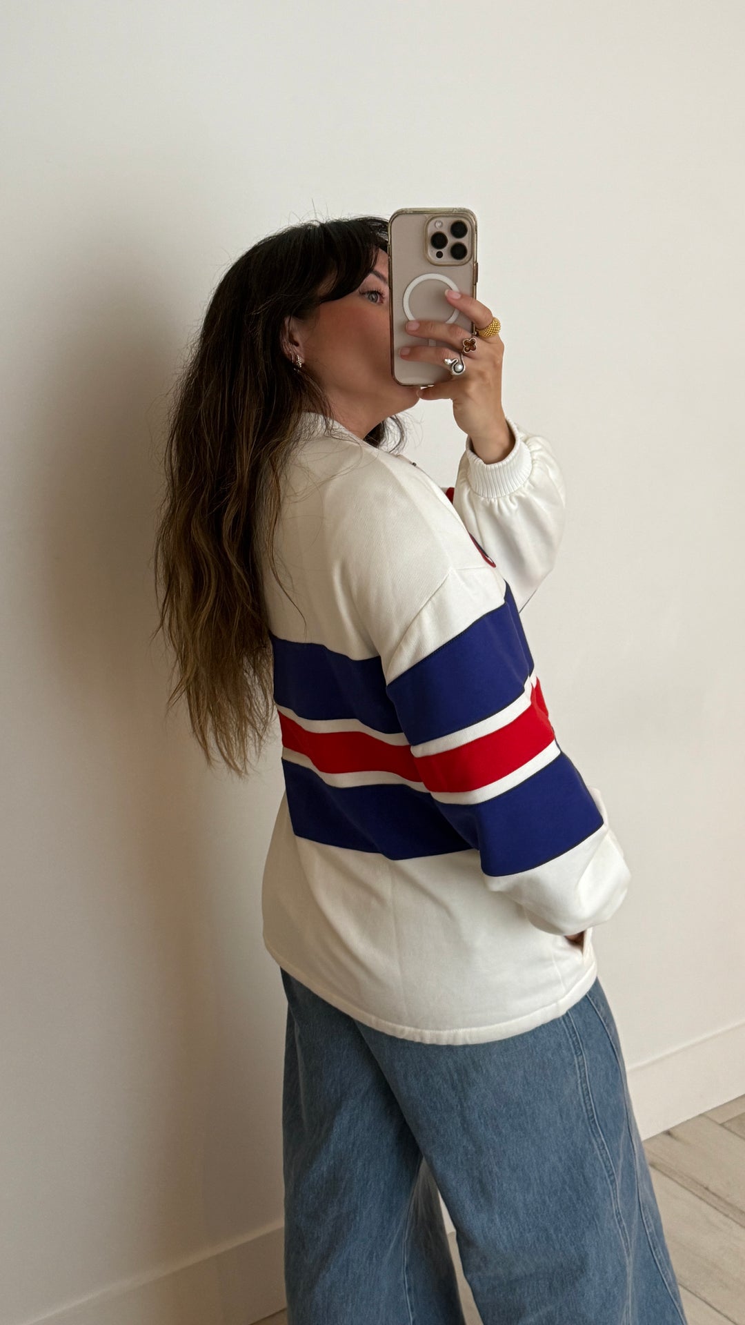 Gucci Red and Blue Stripe Varsity Style Jacket with Snap Buttons Size XXS