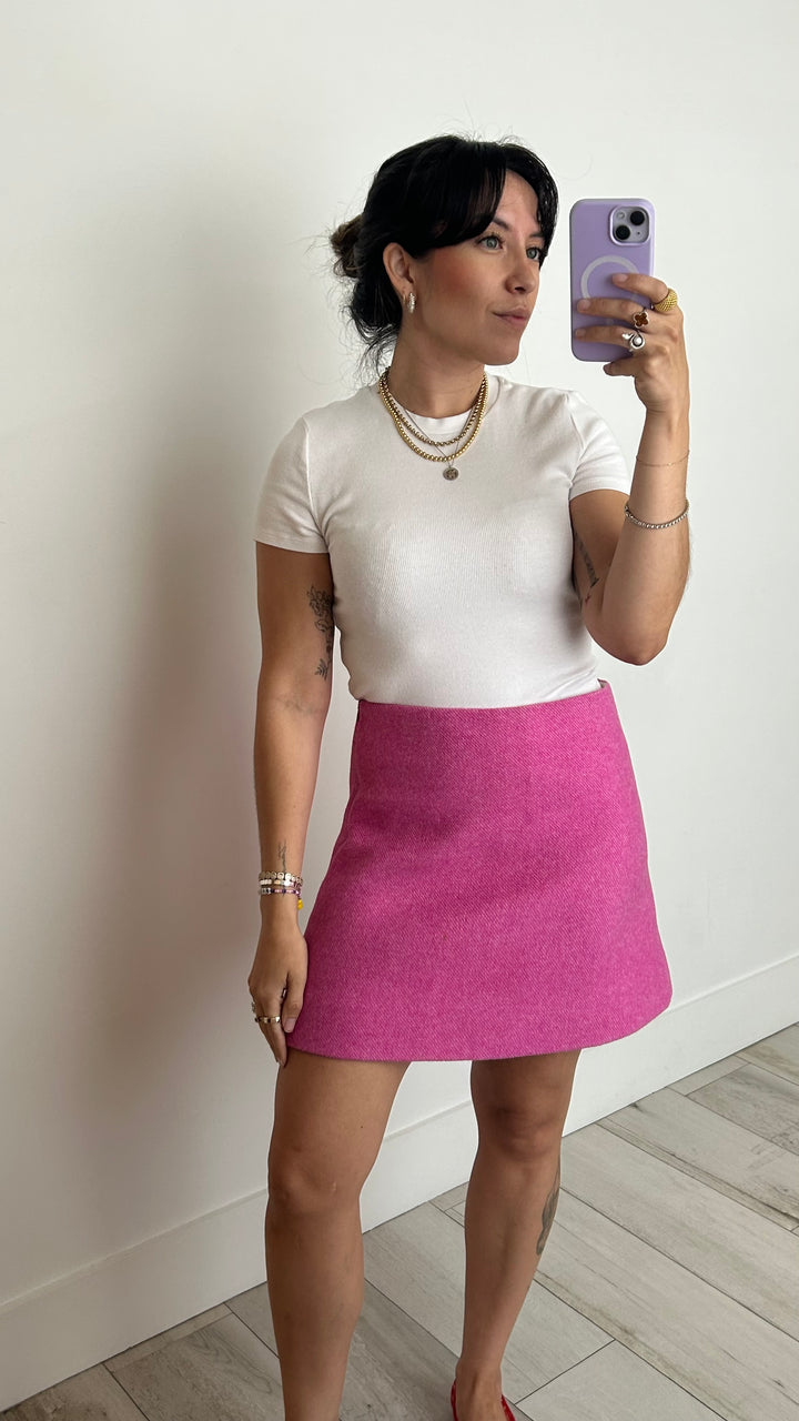 Ganni Pink Wool Blend Skirt Size 36