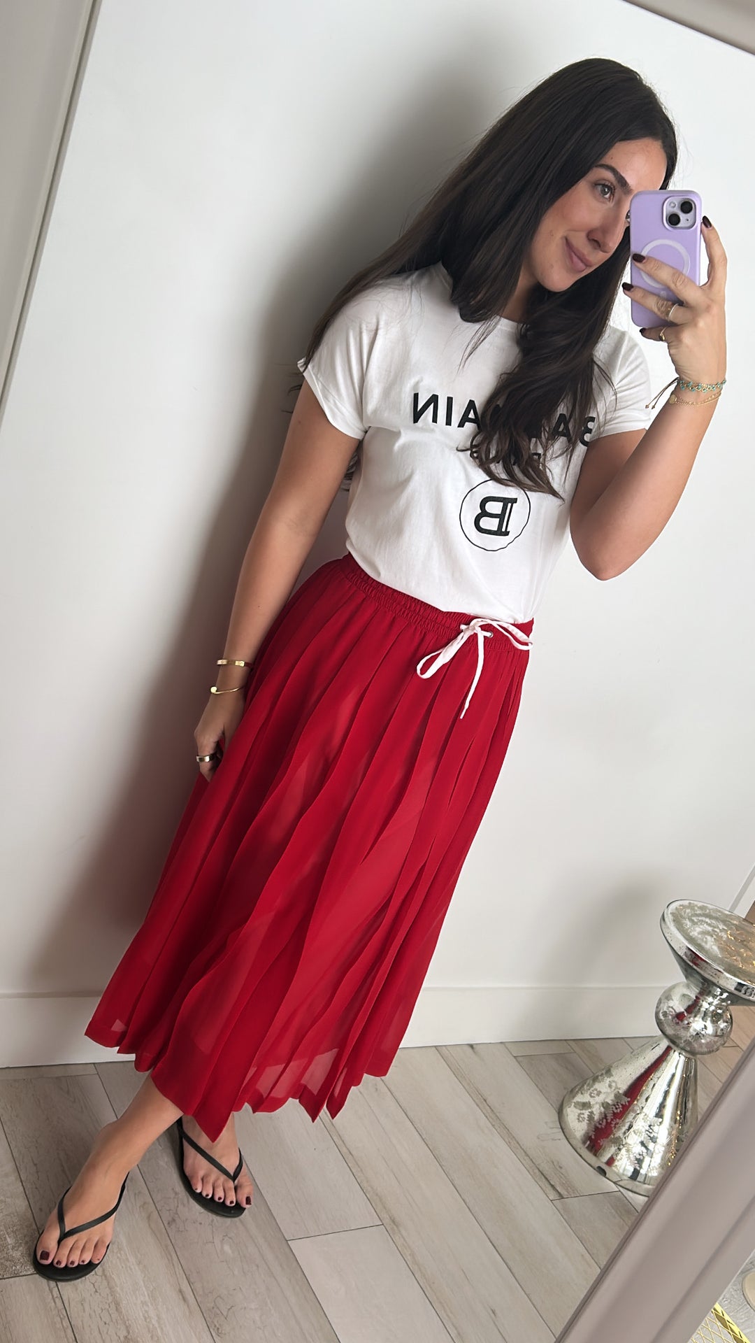 Miu Miu Red Silk Skirt Size 44