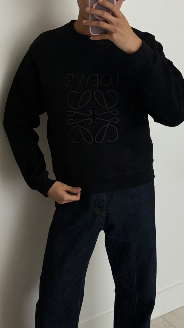 Loewe Black Cotton Anagram Crew Neck Sweater Size M