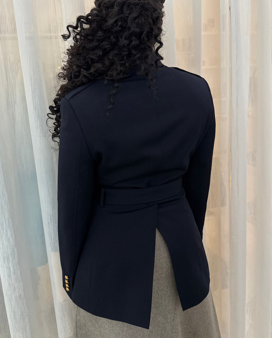Celine Navy Blue Wool Jacket with Gold Hardware Size 34