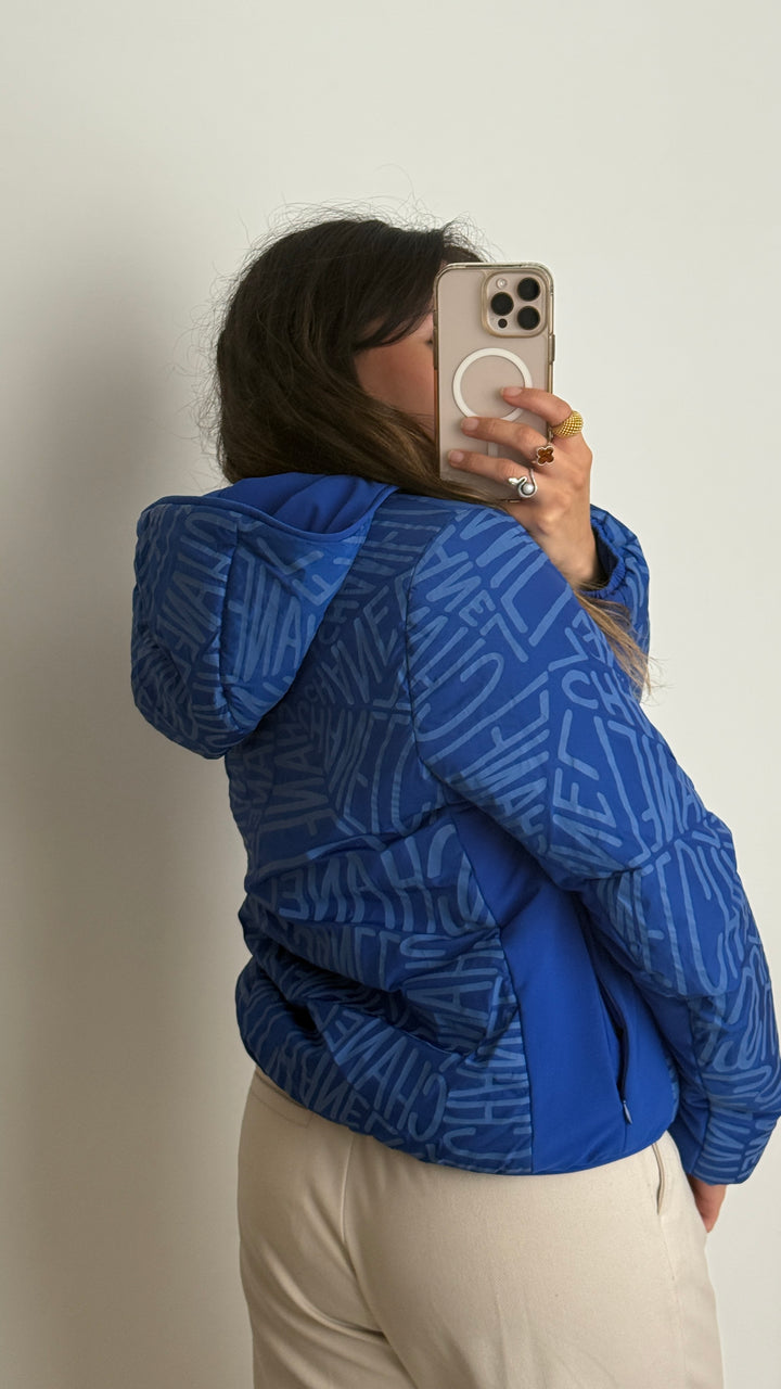 Pre-Loved Chanel™ Blue Reversible Logo Jacket Size 36