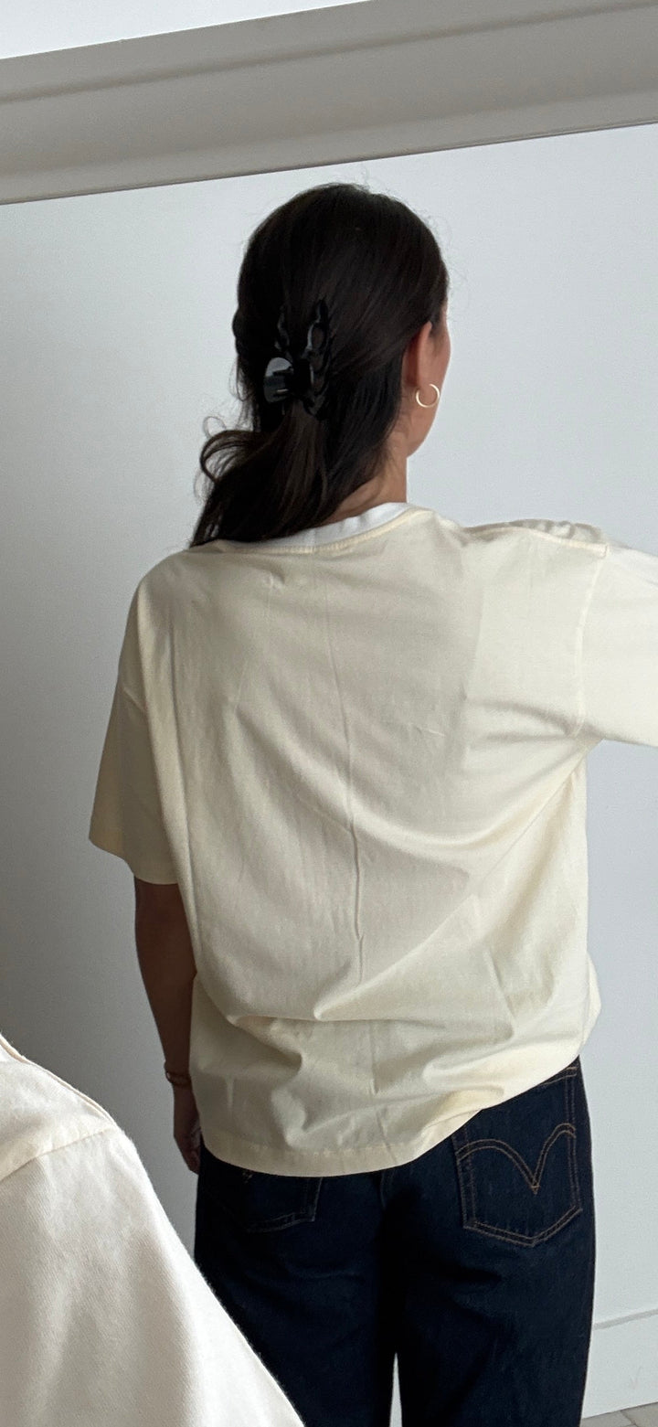 Loewe Cream Cotton T-Shirt with Stitched Logo Size M