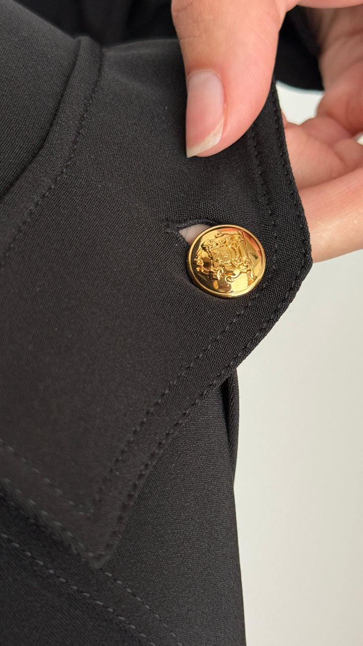 Celine Black Silk Dress with Gold-Tone Buttons Size 38