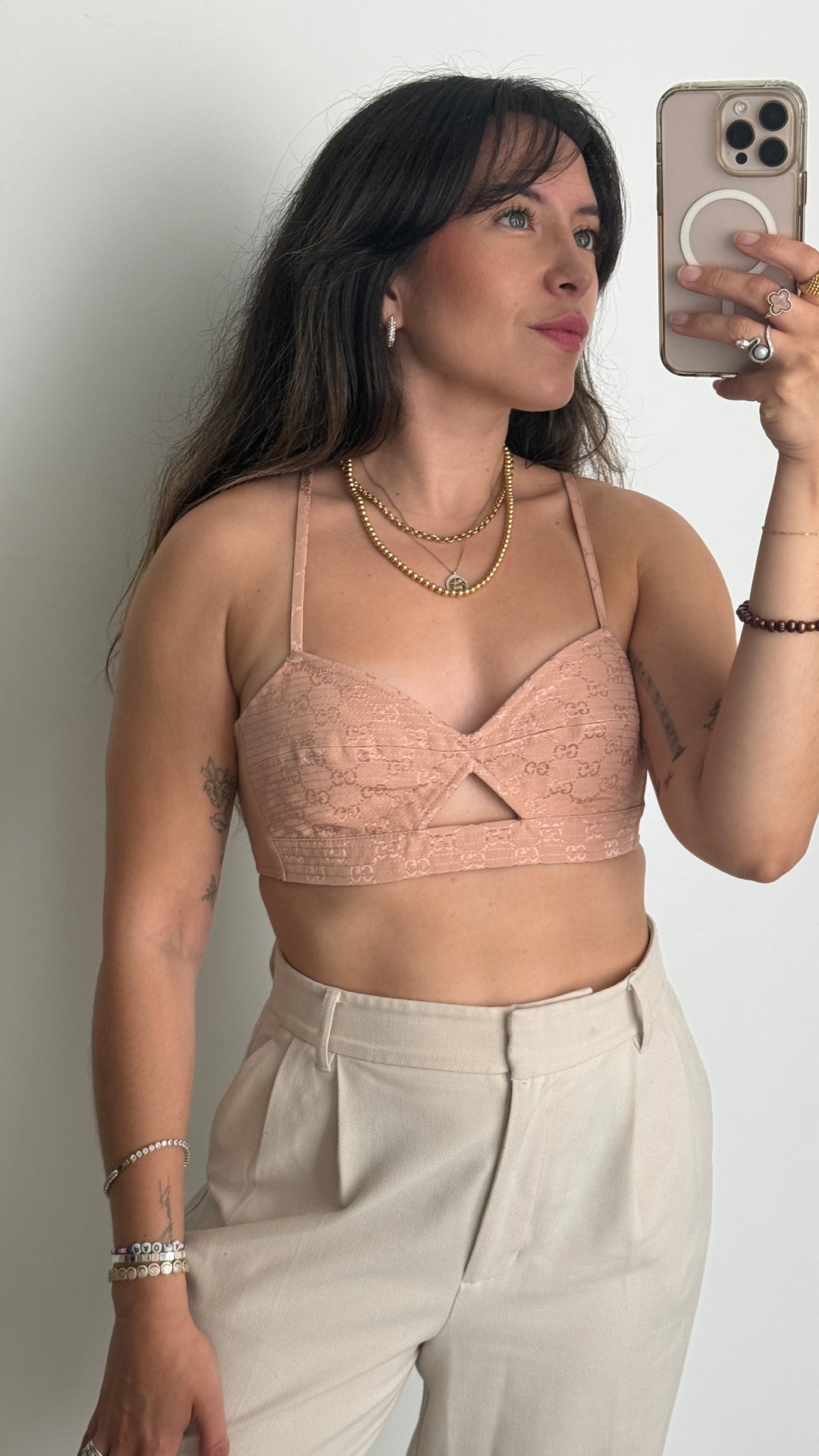 Gucci Blush Pink GG Bralette Size S