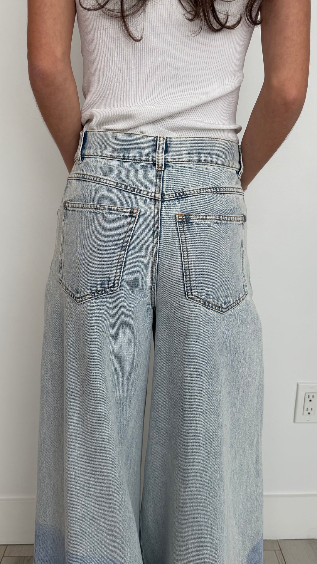 Pre-Loved Chanel™ Light Wash Wide Leg Bambi Motif Jeans Size 34